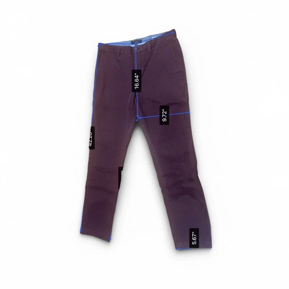 Banana Republic Mens 33x34 Burgundy Plum‎ Aiden Slim Fit Chino Flat Front Pants
